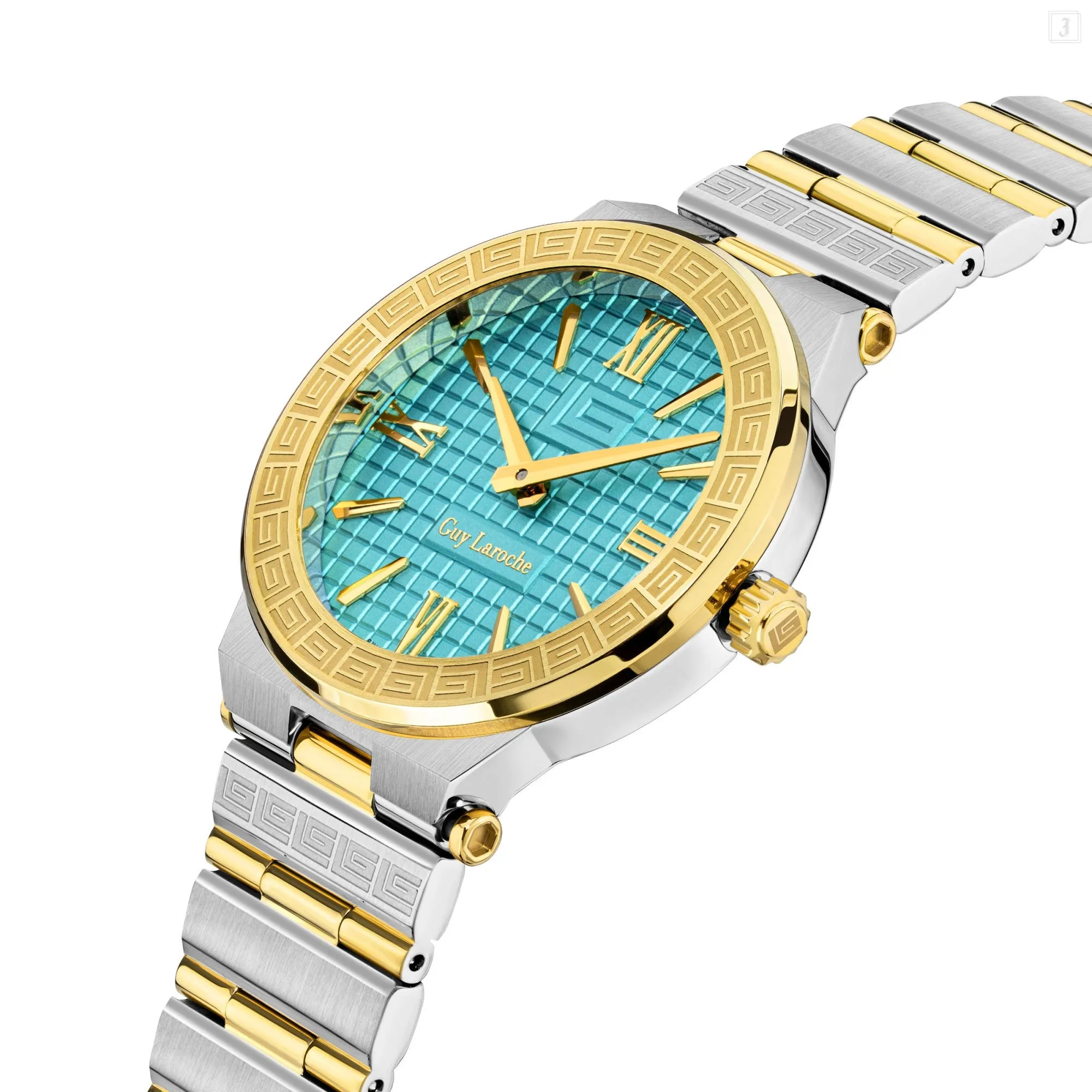 Guy Laroche Sacha Ladies Turquoise Dial Stainless Steel Gold Plated Watch
