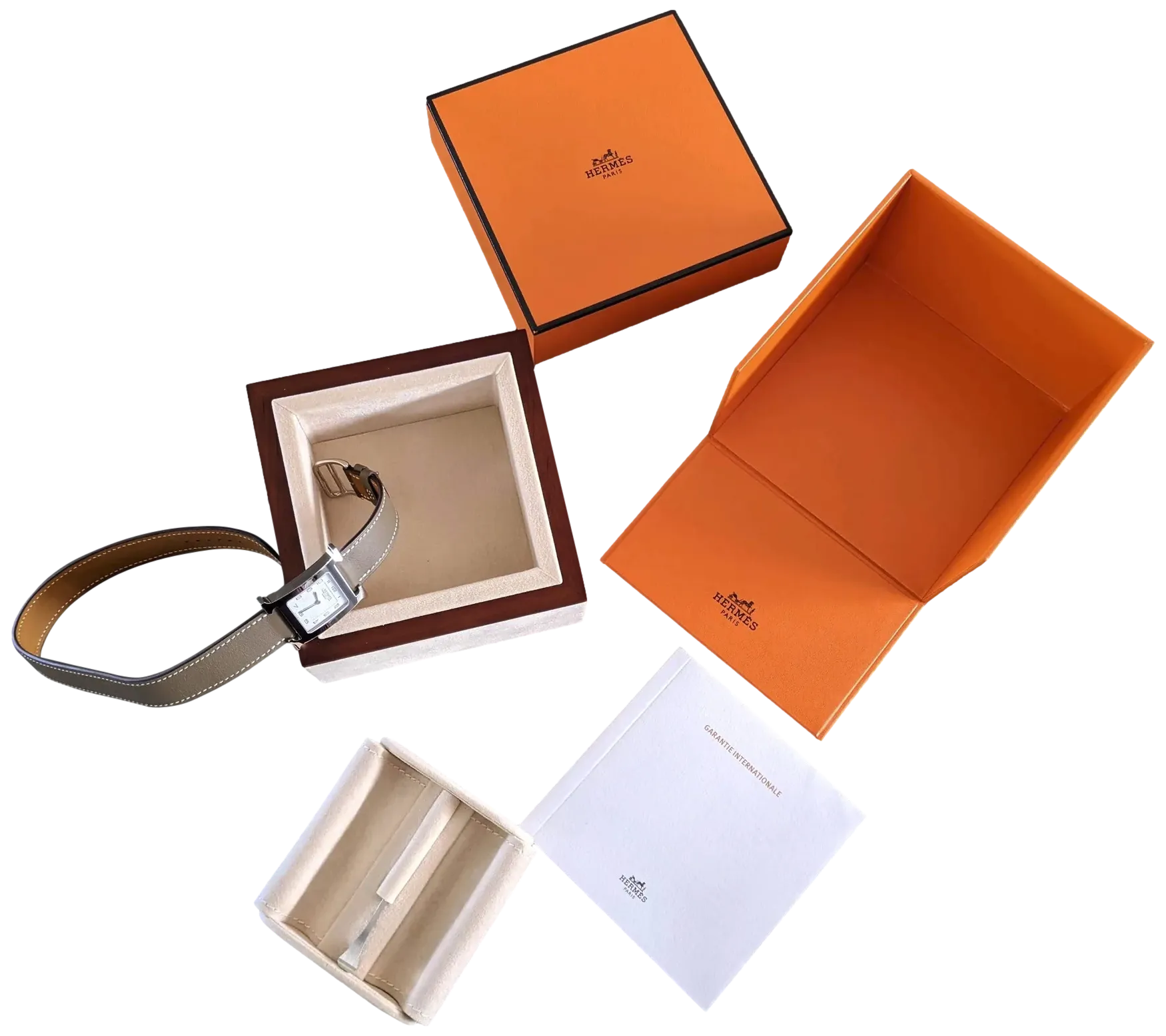 HERMES [M02] Etoupe "Double Tour Heure H" Watch Medium Model 30 mm, BNIB!