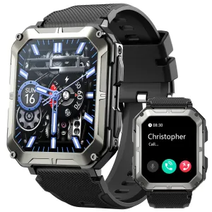 HOFIT Smart Watch Bluetooth Call(Answer/Make Call) Mens Watches Christmas/Birthday Gifts for Men Military Rugged Smart Watches HD Touch Screen Fitness Watch for Android iOS Activities Tracker