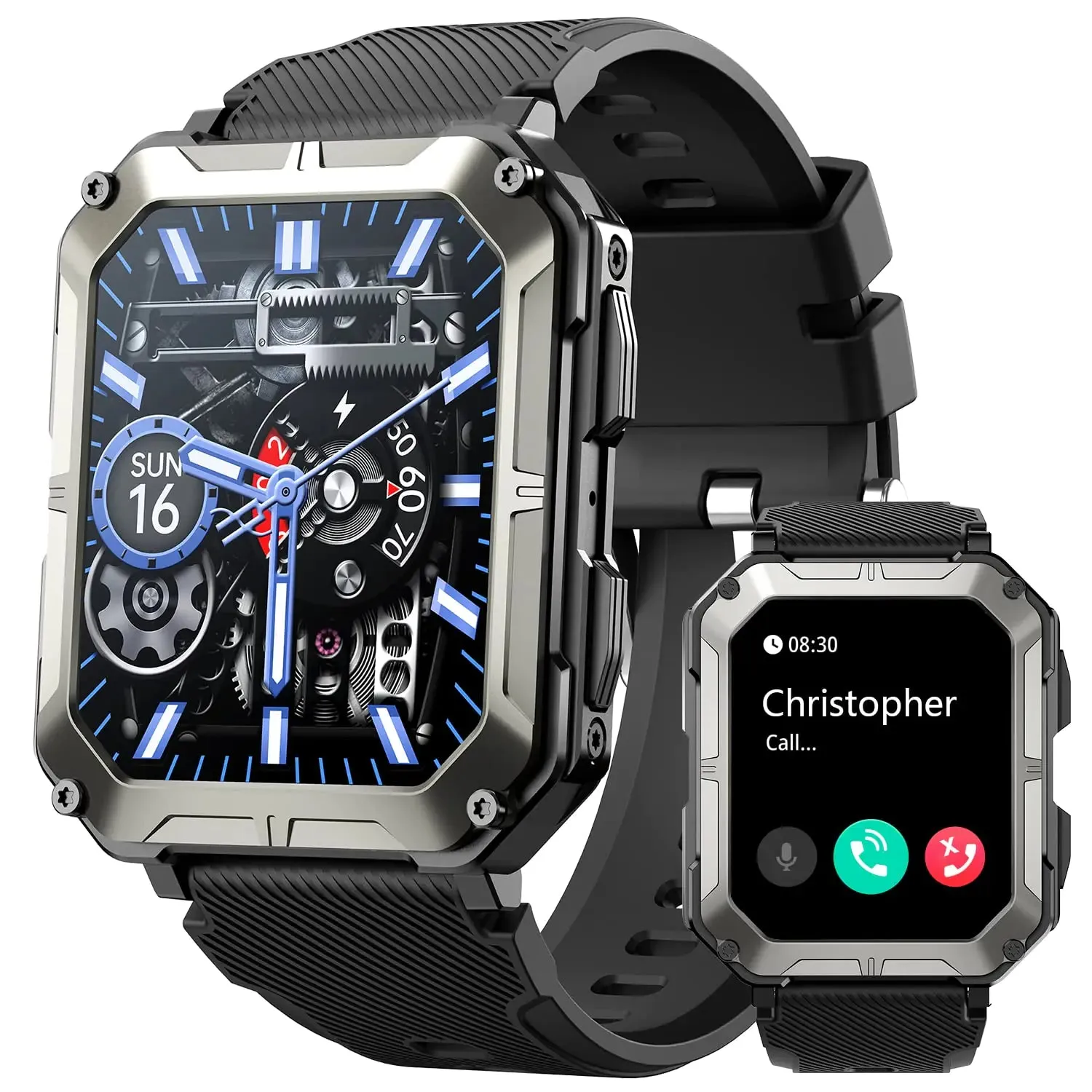 HOFIT Smart Watch Bluetooth Call(Answer/Make Call) Mens Watches Christmas/Birthday Gifts for Men Military Rugged Smart Watches HD Touch Screen Fitness Watch for Android iOS Activities Tracker