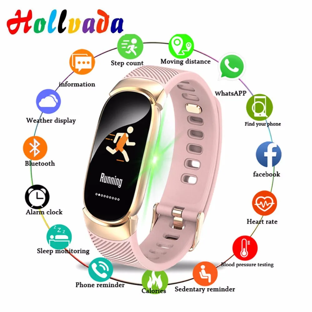 Hollvada Women Sport Smart WatchIP67 Waterproof SmartWatch Heart Rate Blood Pressure Pedometer Watch Clock For Android iOS