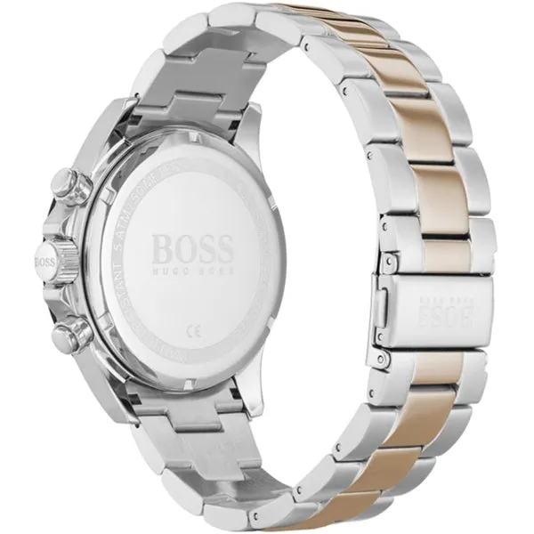 HUGO BOSS Hero Two-Tone Stainless Steel Black Dial Chronograph Quartz Watch for Gents - 1513757