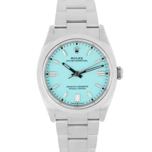 JULY 2024 PAPERS Rolex Oyster Perpetual Tiffany Blue 36mm 126000 Watch BOX