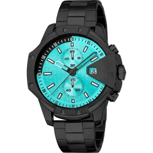 Just Cavalli Gents Turquoise Dial Black Stainless Steel Watch
