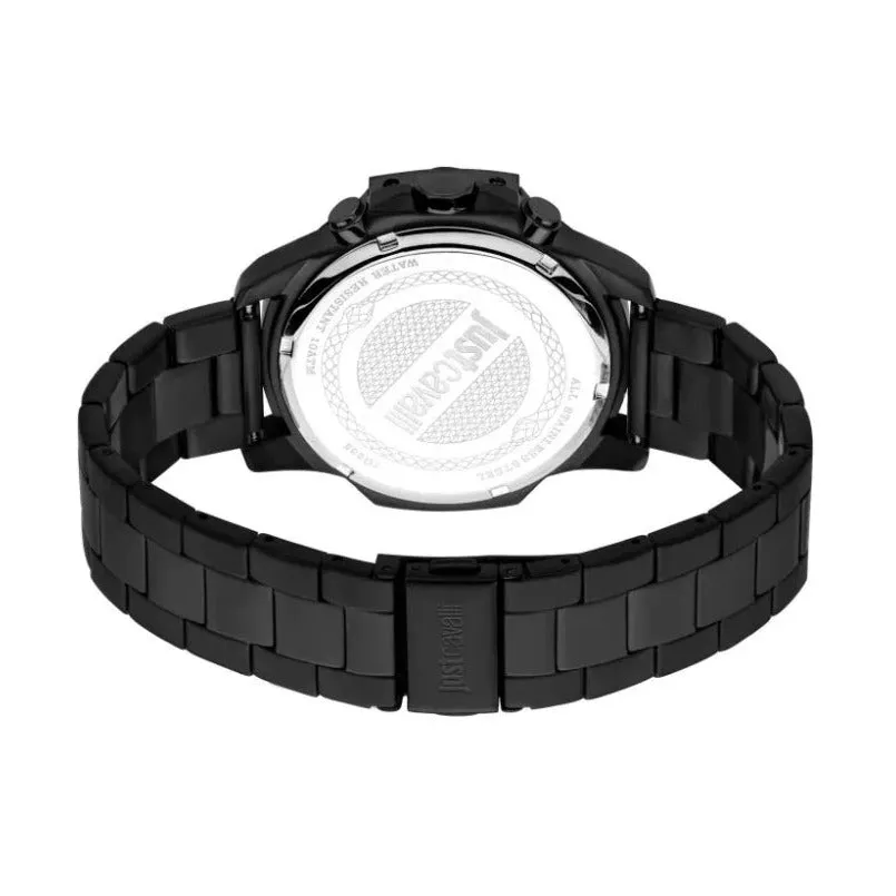 Just Cavalli Gents Turquoise Dial Black Stainless Steel Watch