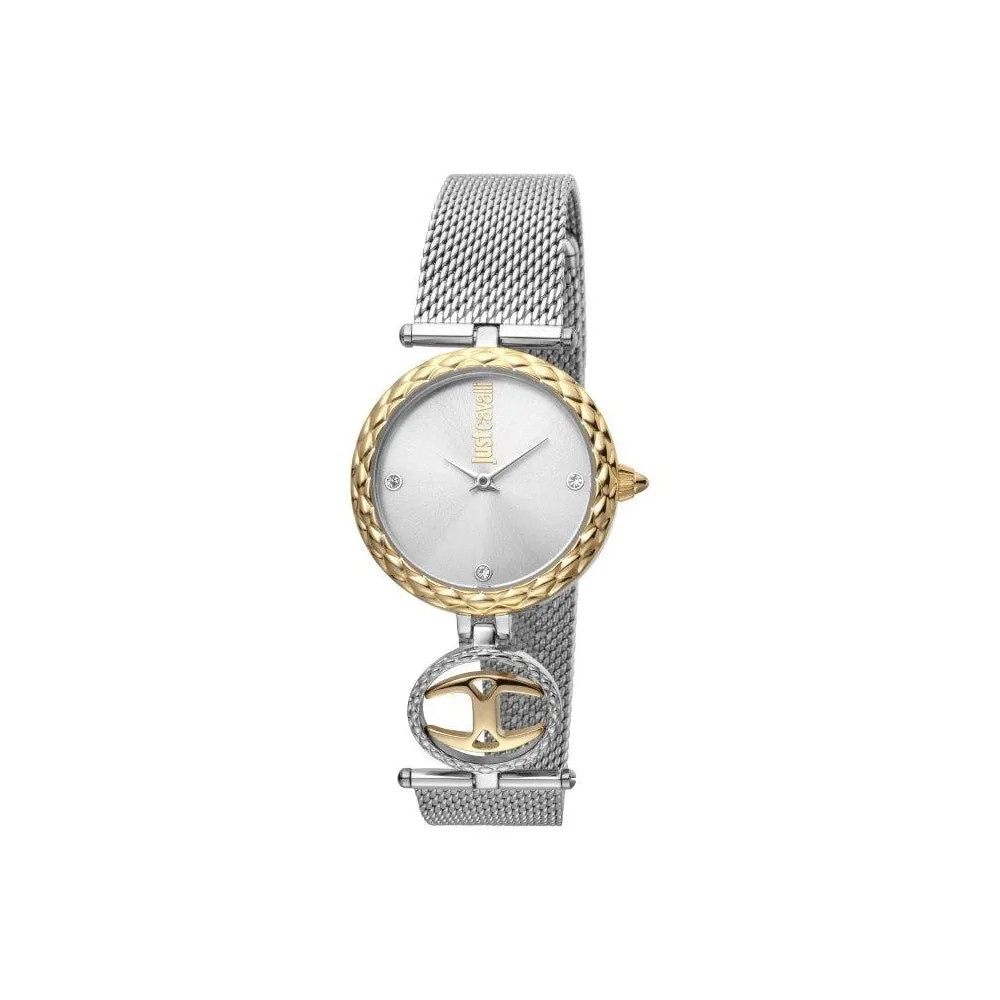 Just Cavalli Ladies Watch Silver/Gold Color & Mesh Bracelet