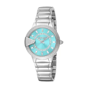 Just Cavalli Women's Watch with Silver Color Case and Turquoise Dial