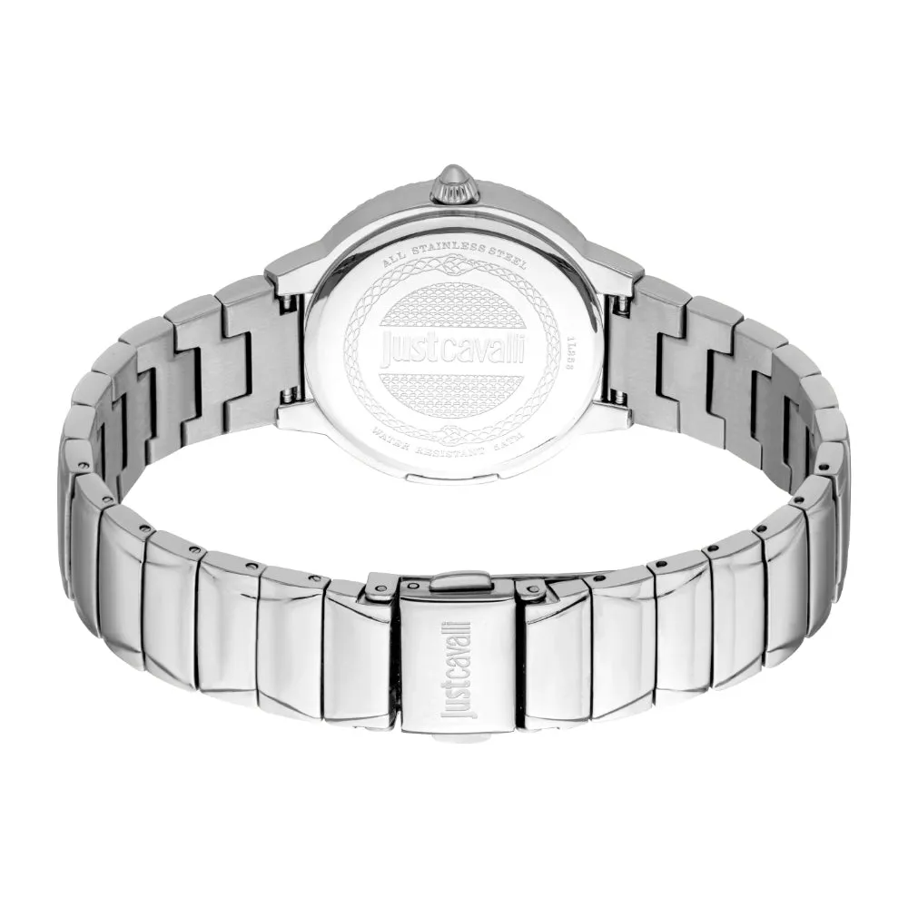 Just Cavalli Women's Watch with Silver Color Case and Turquoise Dial