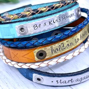 KIND HUMAN Turquoise Southwest Leather Skinny Bracelet | 3 colors | Adjustable