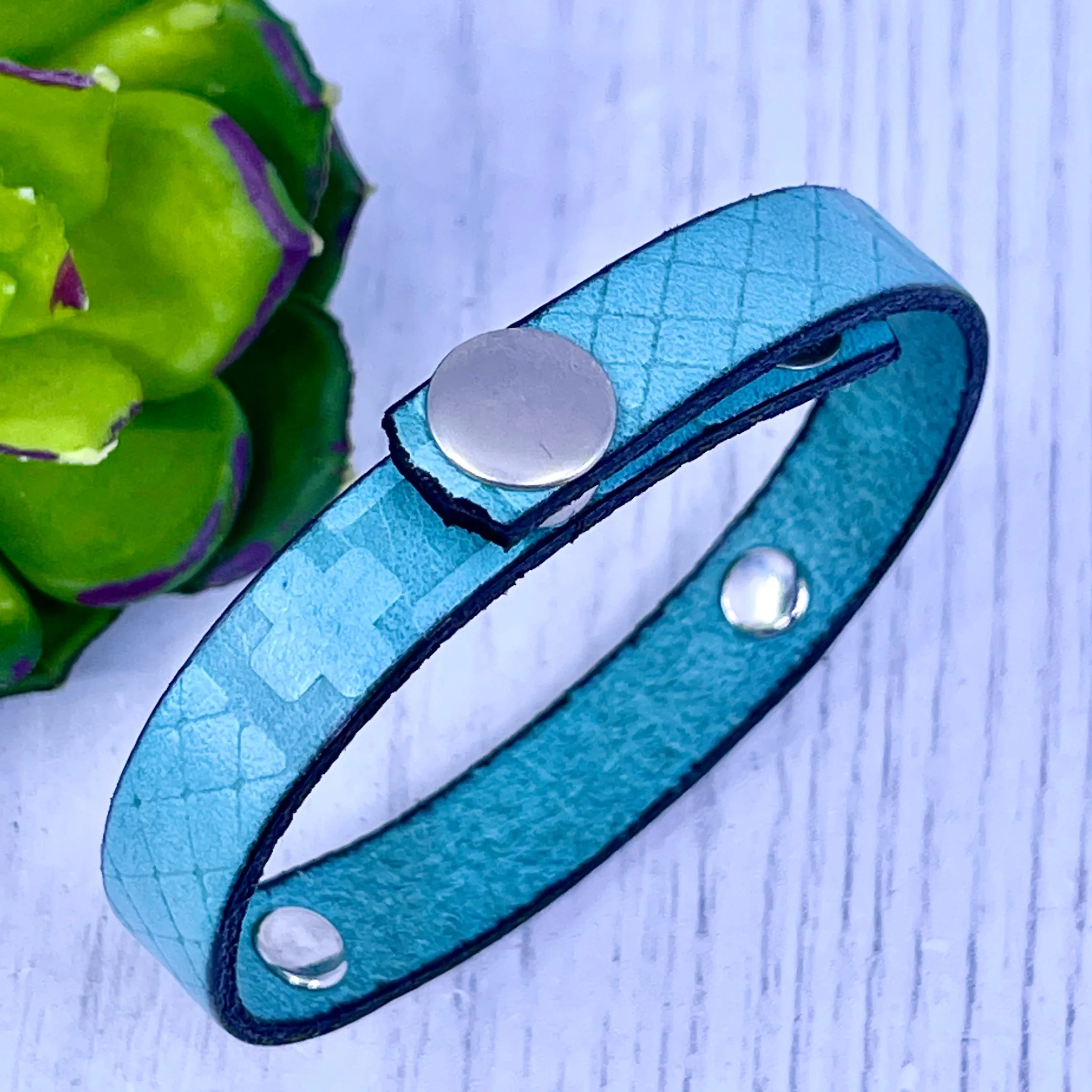 KIND HUMAN Turquoise Southwest Leather Skinny Bracelet | 3 colors | Adjustable