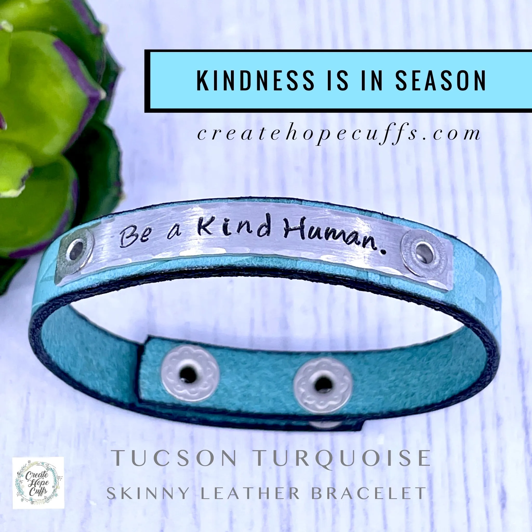 KIND HUMAN Turquoise Southwest Leather Skinny Bracelet | 3 colors | Adjustable