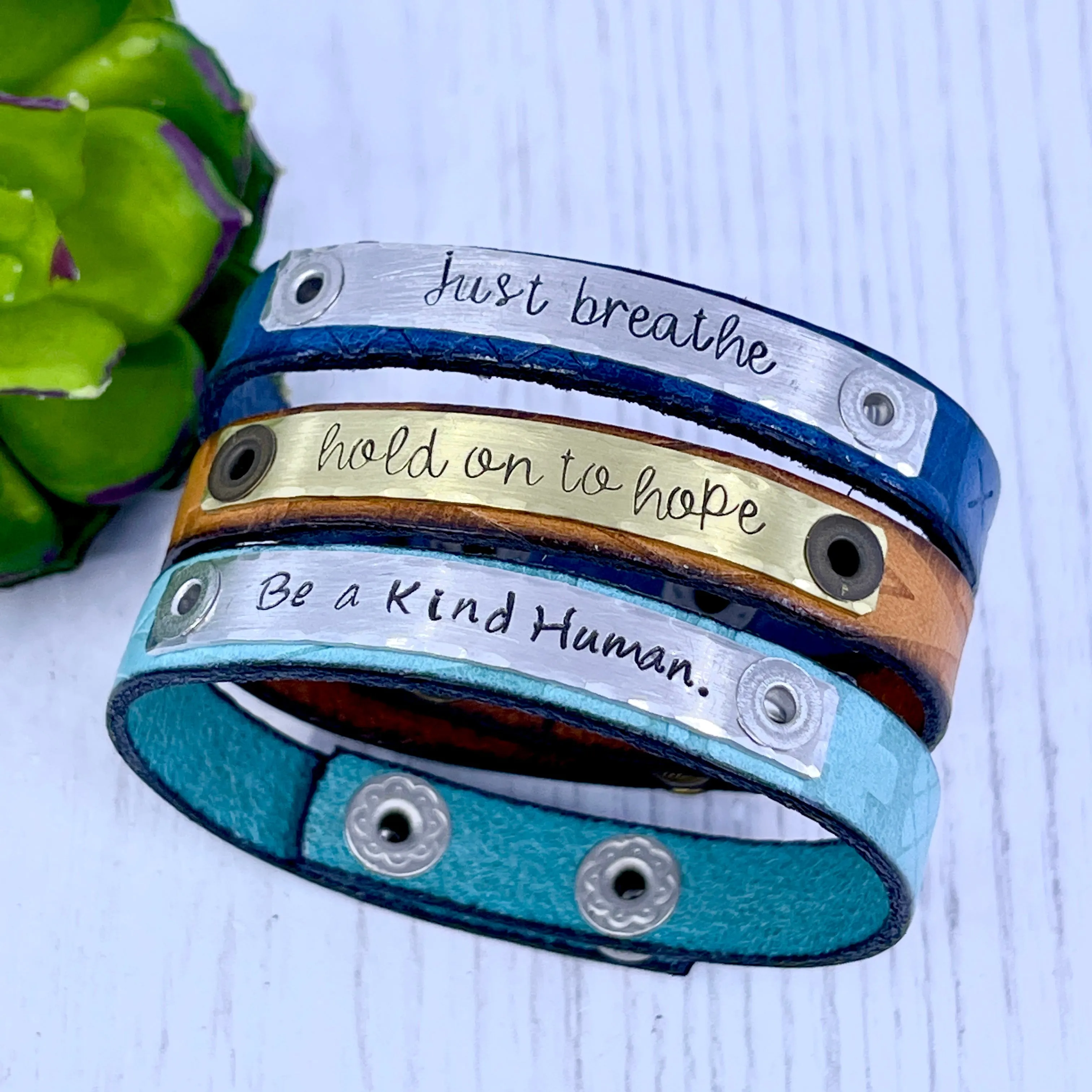 KIND HUMAN Turquoise Southwest Leather Skinny Bracelet | 3 colors | Adjustable