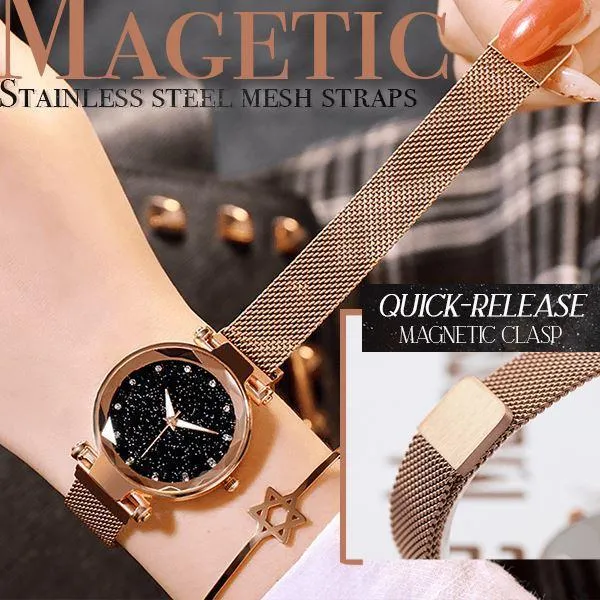 Ladies Magnetic Starry Sky Clock Luxury Women Watches Fashion Diamond Female Quartz Wristwatches