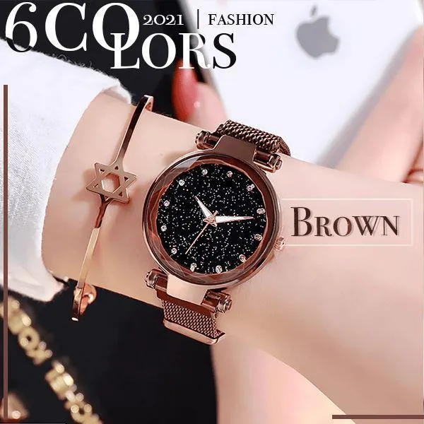 Ladies Magnetic Starry Sky Clock Luxury Women Watches Fashion Diamond Female Quartz Wristwatches
