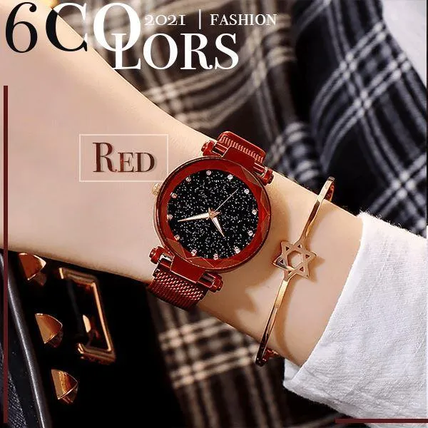 Ladies Magnetic Starry Sky Clock Luxury Women Watches Fashion Diamond Female Quartz Wristwatches