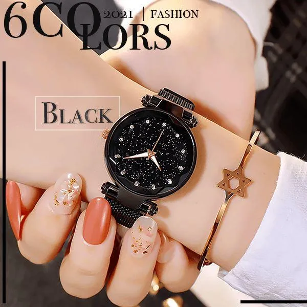 Ladies Magnetic Starry Sky Clock Luxury Women Watches Fashion Diamond Female Quartz Wristwatches