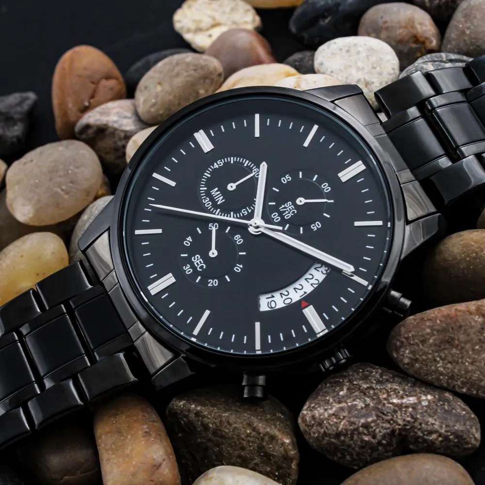 Love You Heart Engraved Black Watch