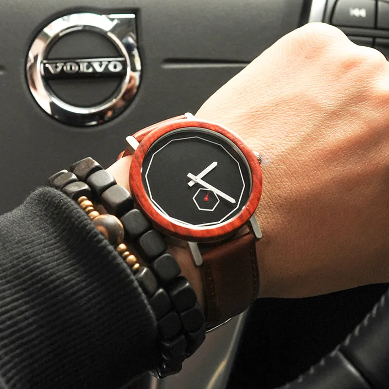 Luxury Brand BOBO BIRD Wood Watch Men with Independent Second Hand Design Genuine Leather Wristwatch relogio masculino B-M28