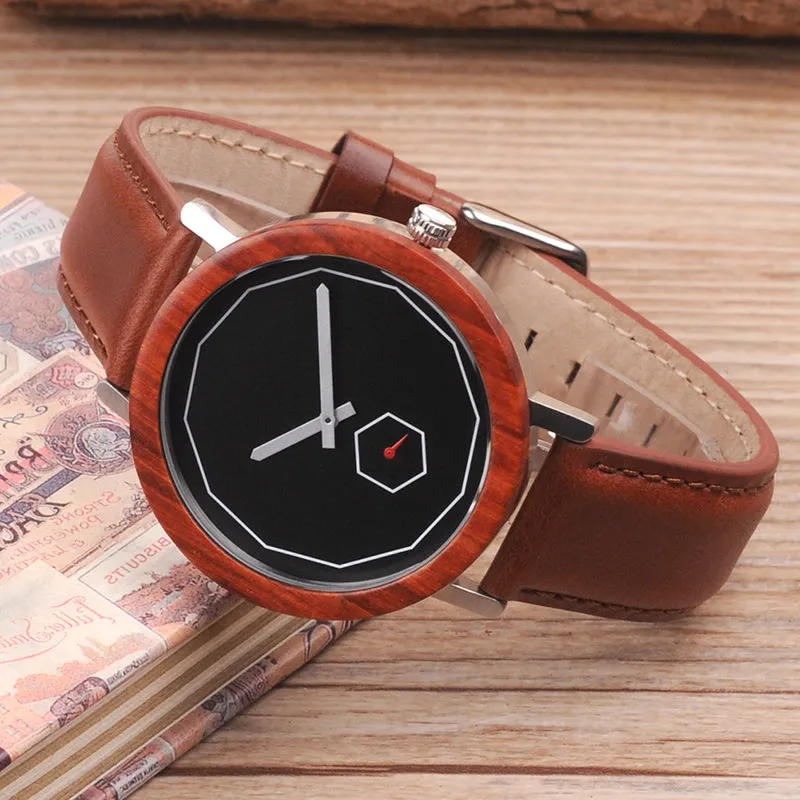 Luxury Brand BOBO BIRD Wood Watch Men with Independent Second Hand Design Genuine Leather Wristwatch relogio masculino B-M28
