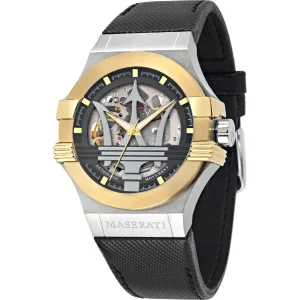 Maserati Potenza Black Leather Strap Black Dial Automatic Watch for Gents - R8821108037