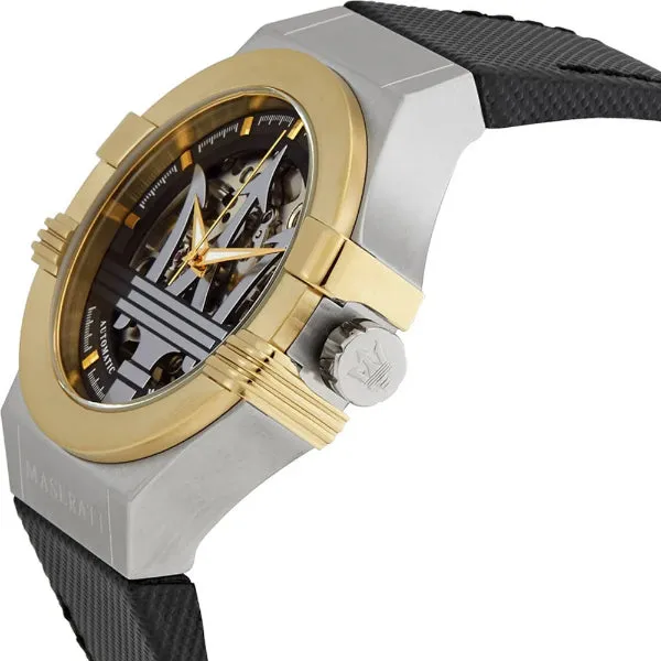 Maserati Potenza Black Leather Strap Black Dial Automatic Watch for Gents - R8821108037