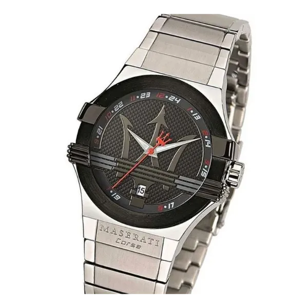 Maserati Potenza Silver Stainless Steel Black Dial Quartz Watch for Gents - R8853108001