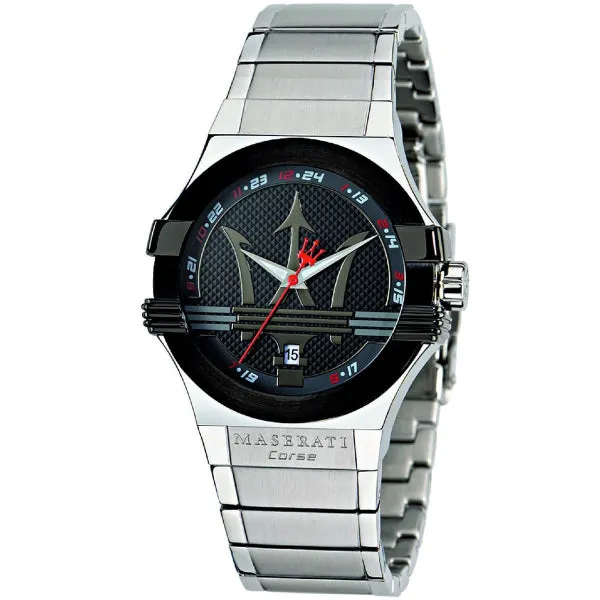 Maserati Potenza Silver Stainless Steel Black Dial Quartz Watch for Gents - R8853108001