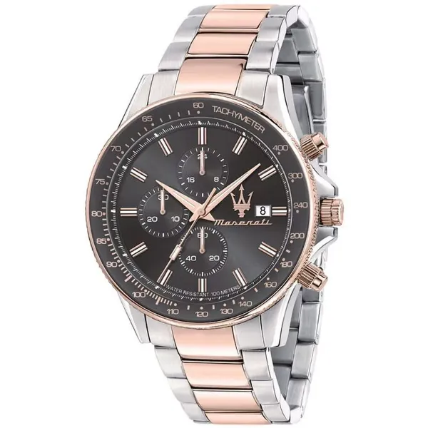 Maserati Sfida Two-Tone Stainless Steel Grey Dial Quartz Watch for Gents - R8873640014