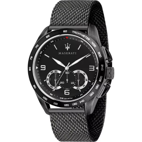 Maserati Traguardo Black Mesh Braselet Black Dial Quartz Watch for Gents - R8873612031
