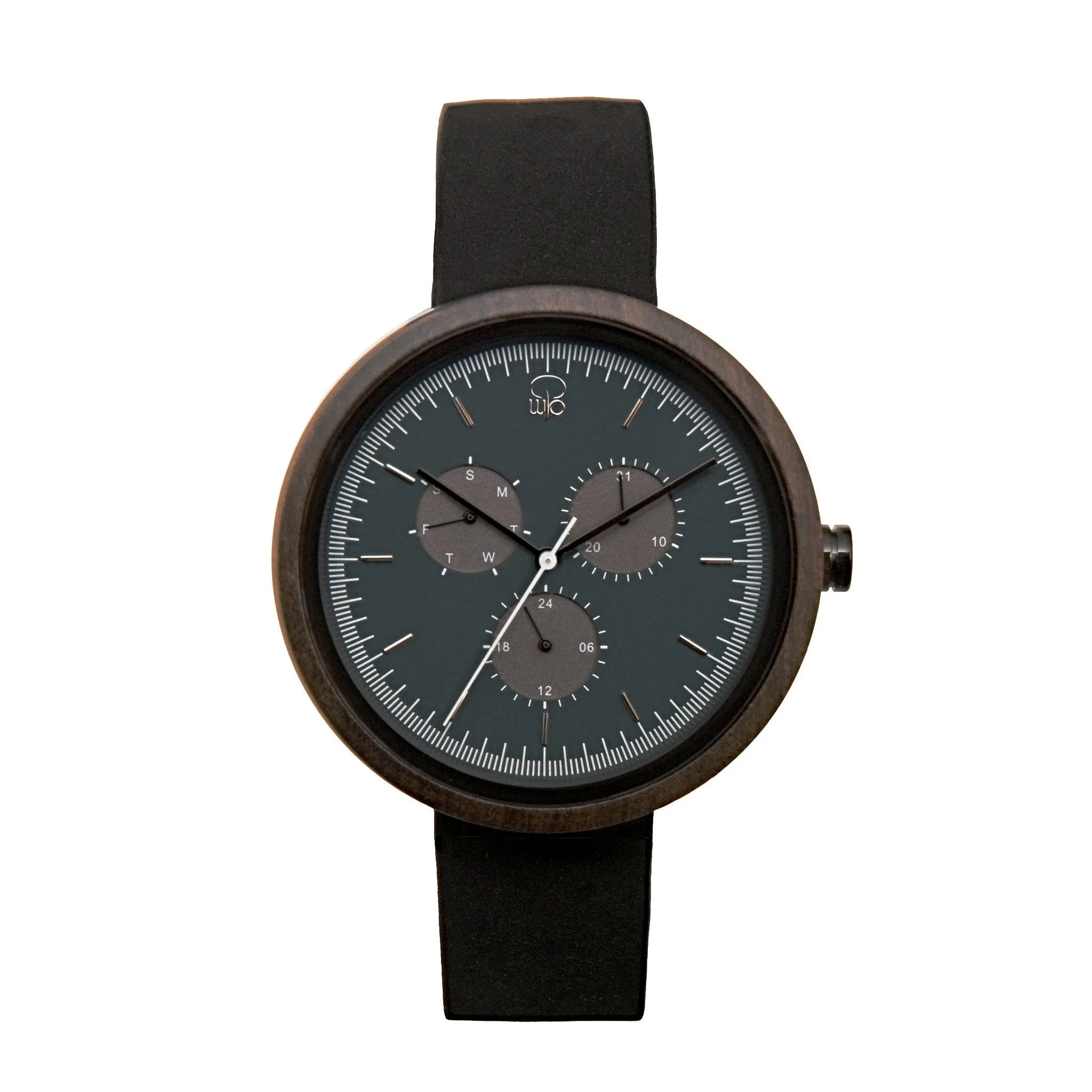 Maya Dark Sandalwood Multifunction Wood Watch - Slate Gray Dial, Sapphire Crystal, Japanese Quartz Movement | Explorer Series