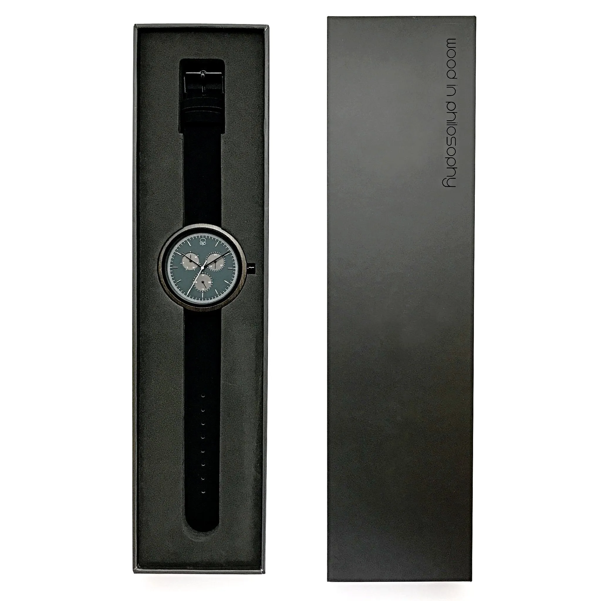 Maya Dark Sandalwood Multifunction Wood Watch - Slate Gray Dial, Sapphire Crystal, Japanese Quartz Movement | Explorer Series