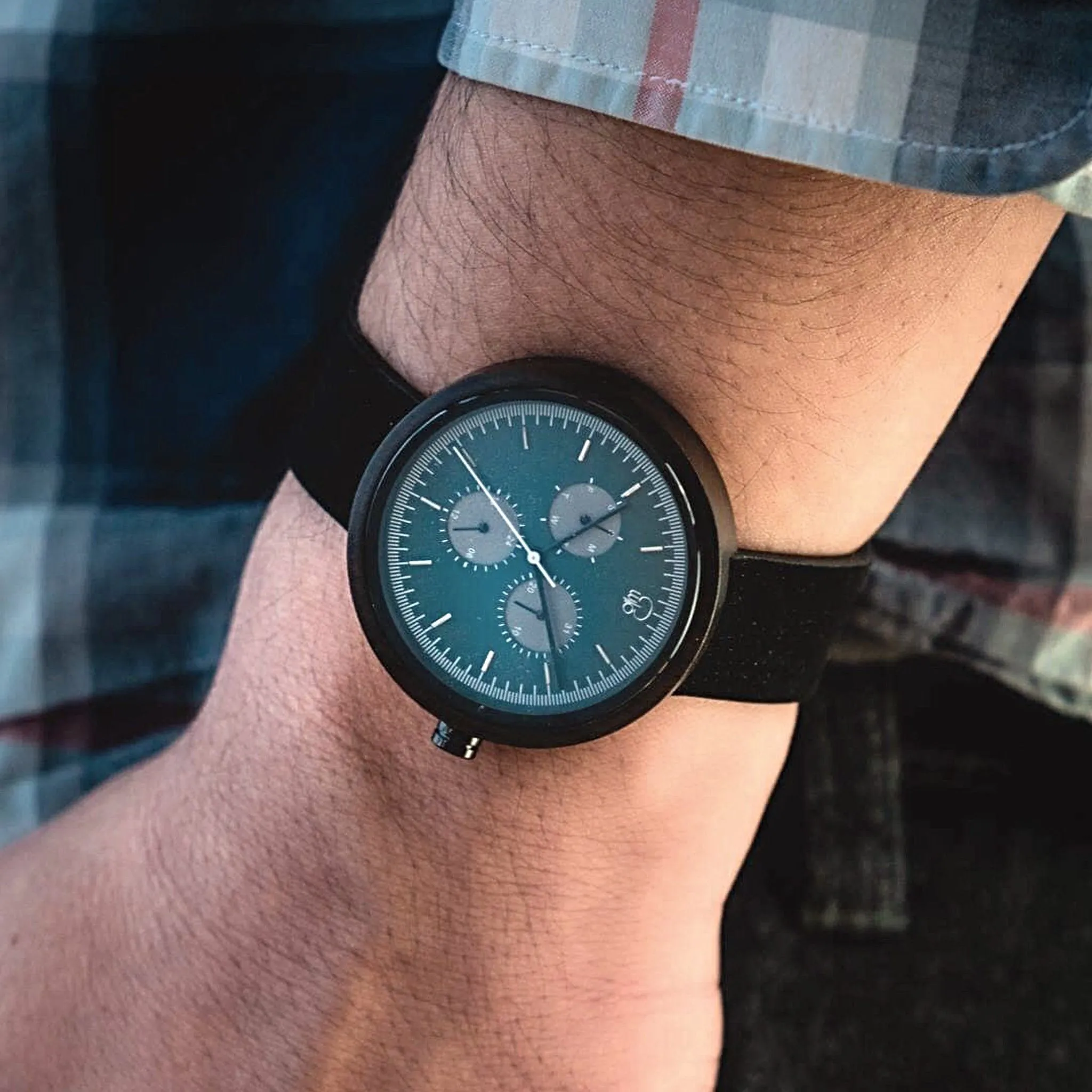 Maya Dark Sandalwood Multifunction Wood Watch - Slate Gray Dial, Sapphire Crystal, Japanese Quartz Movement | Explorer Series