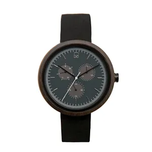 Maya Dark Sandalwood Multifunction Wood Watch - Slate Gray Dial, Sapphire Crystal, Japanese Quartz Movement | Explorer Series