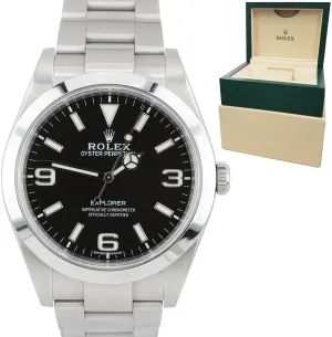 Men's Rolex Explorer I Black 3-6-9 FULL LUME 39mm 214270 Stainless Steel Watch