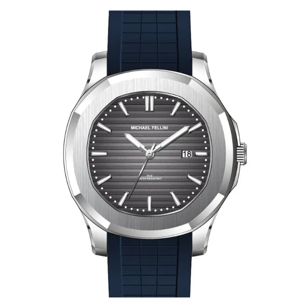 Michael Fellini Blue Silicone Strap Gray Dial Quartz Watch for Gents - MF2364-02
