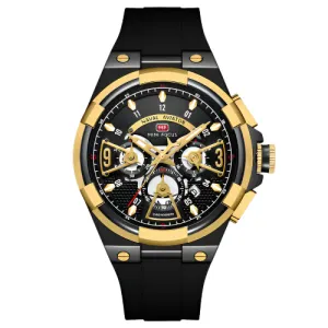 Mini Focus Black Silicone Strap Strap Black Dial Chronograph Quartz Watch for Gents - MF0402G-02