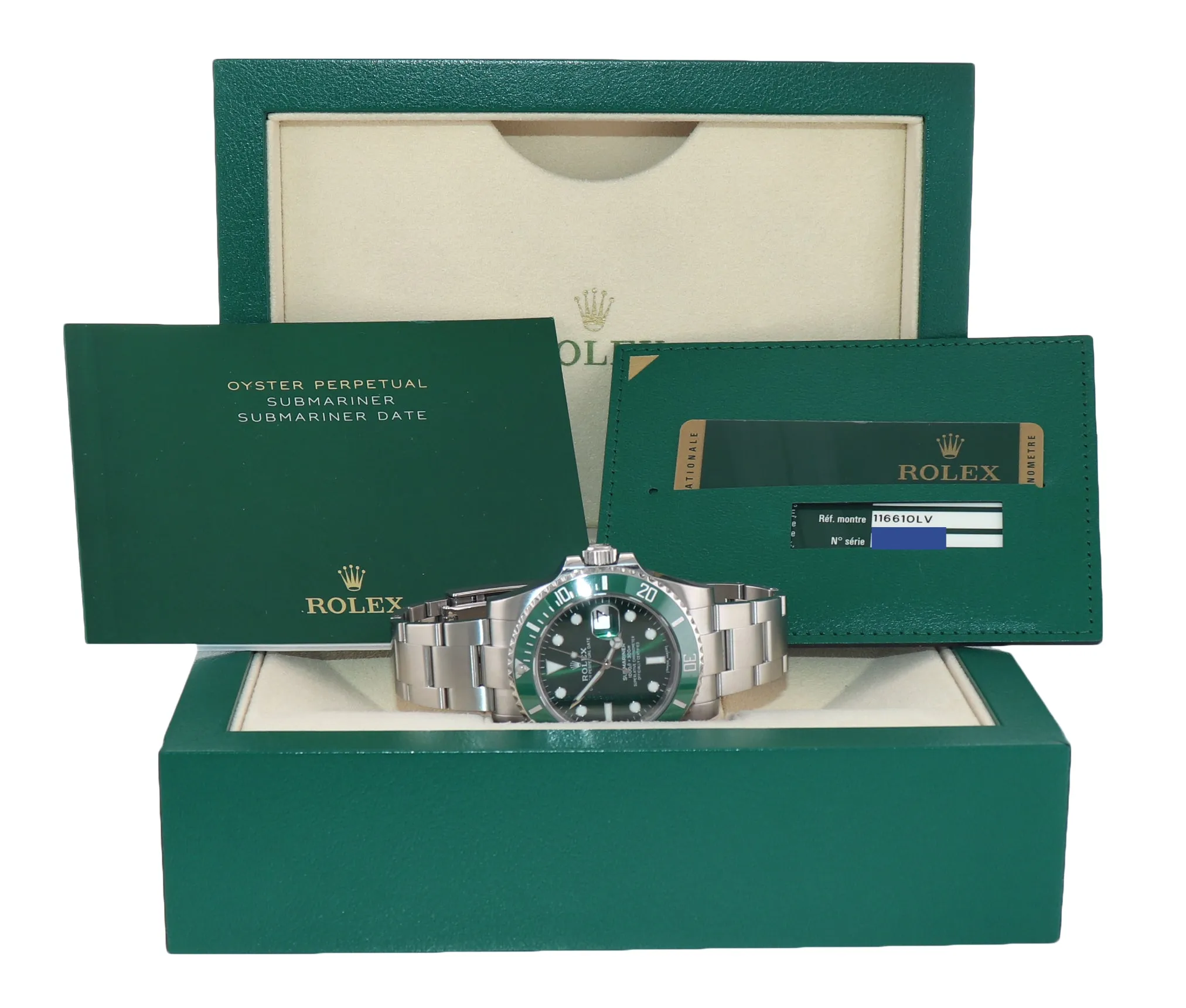 MINT 2013 PAPERS Rolex Submariner Hulk Green Ceramic 116610LV Steel Watch Box