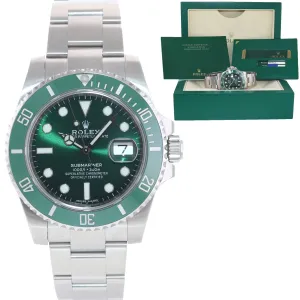 MINT 2013 PAPERS Rolex Submariner Hulk Green Ceramic 116610LV Steel Watch Box