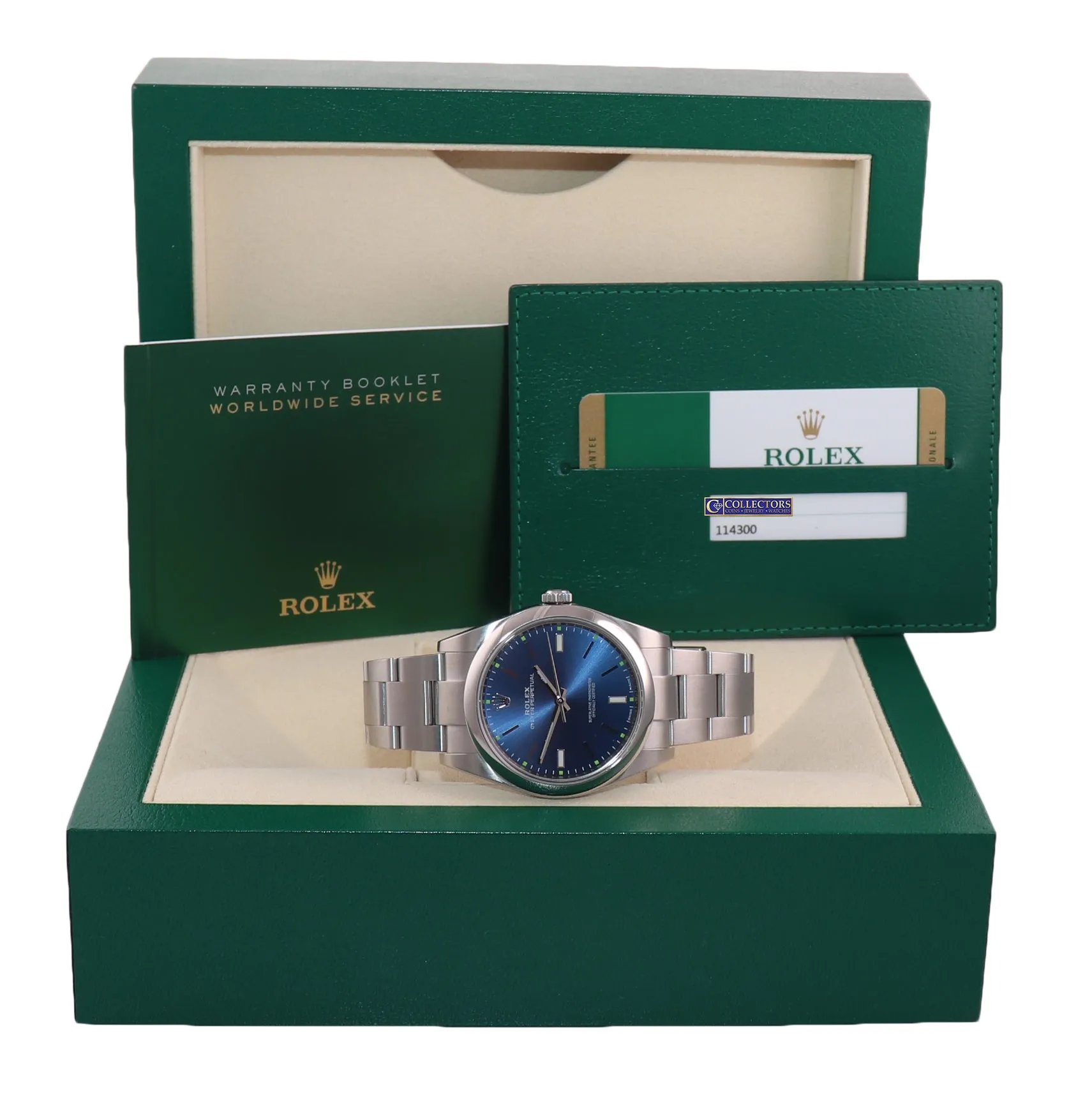 MINT 2016 PAPERS Rolex Oyster Perpetual Steel 39mm Blue Dial 114300 Watch Box