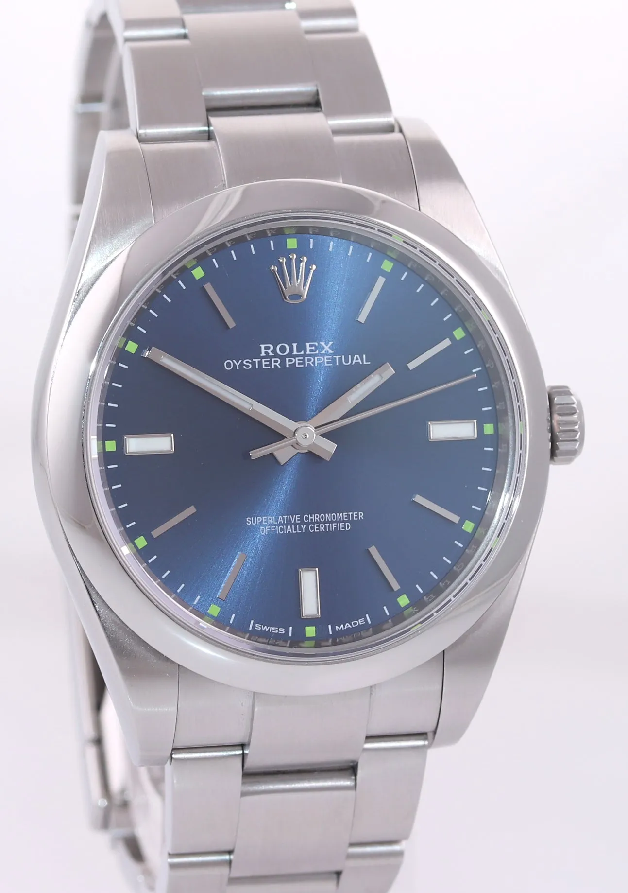 MINT 2016 PAPERS Rolex Oyster Perpetual Steel 39mm Blue Dial 114300 Watch Box