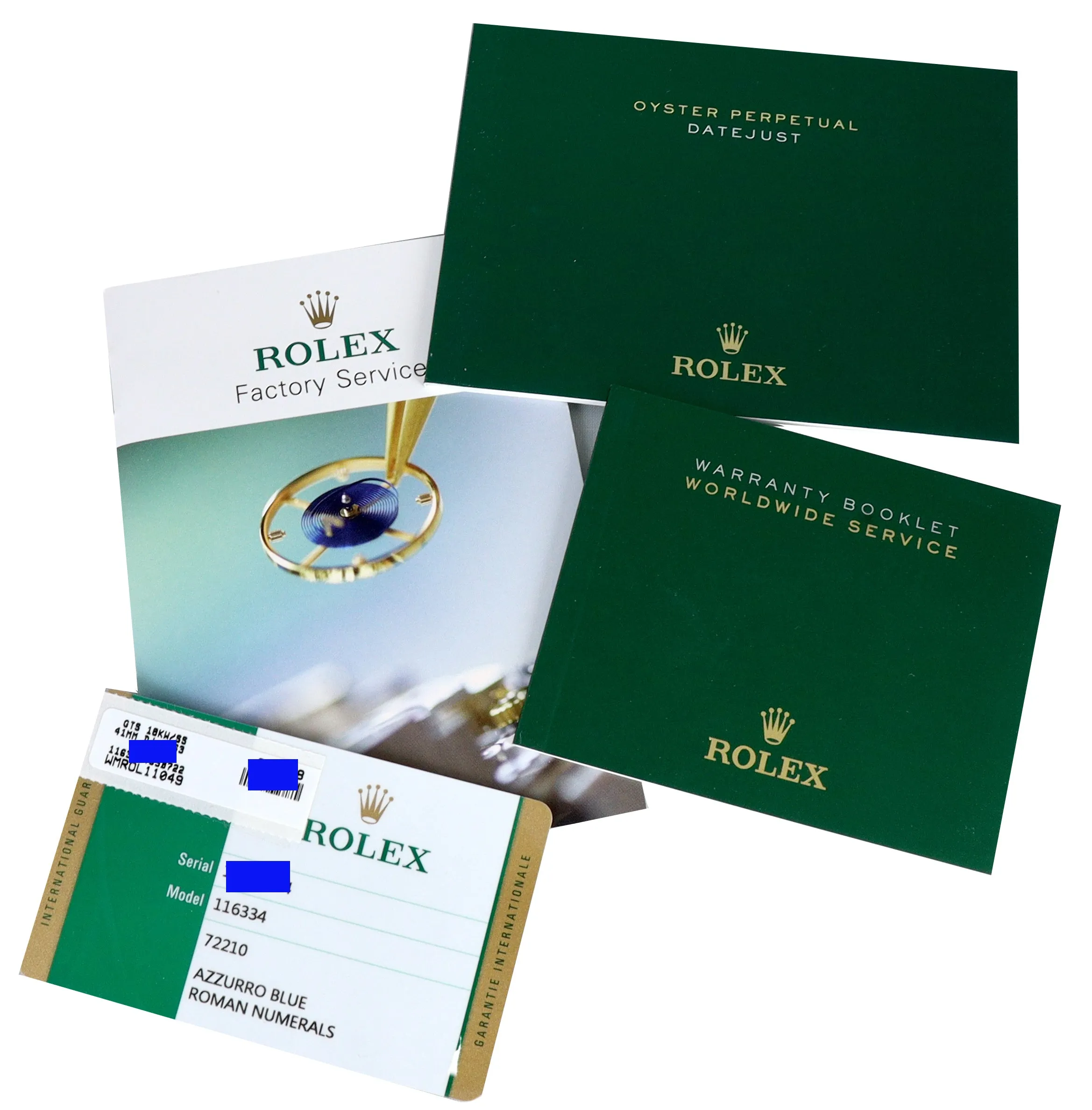 MINT 2016 Rolex Datejust II 41MM AZURRO BLUE Roman 116334 18K White Gold Watch