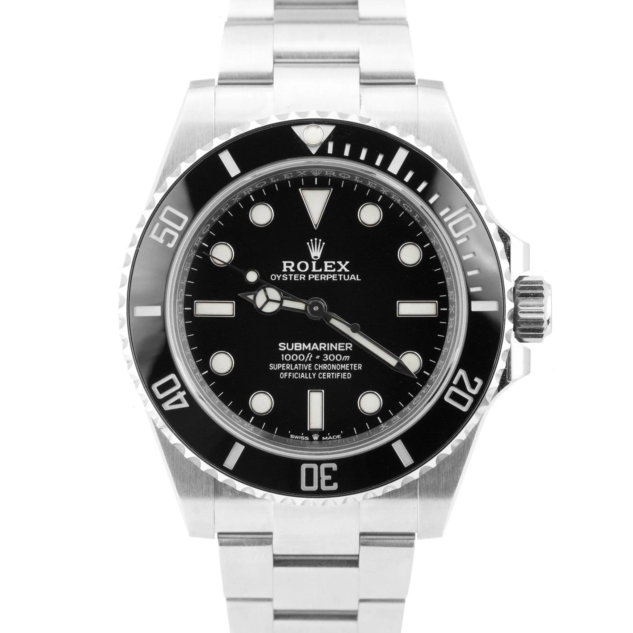 MINT 2021 Rolex Submariner 41mm No-Date Black Ceramic Stainless Watch 124060