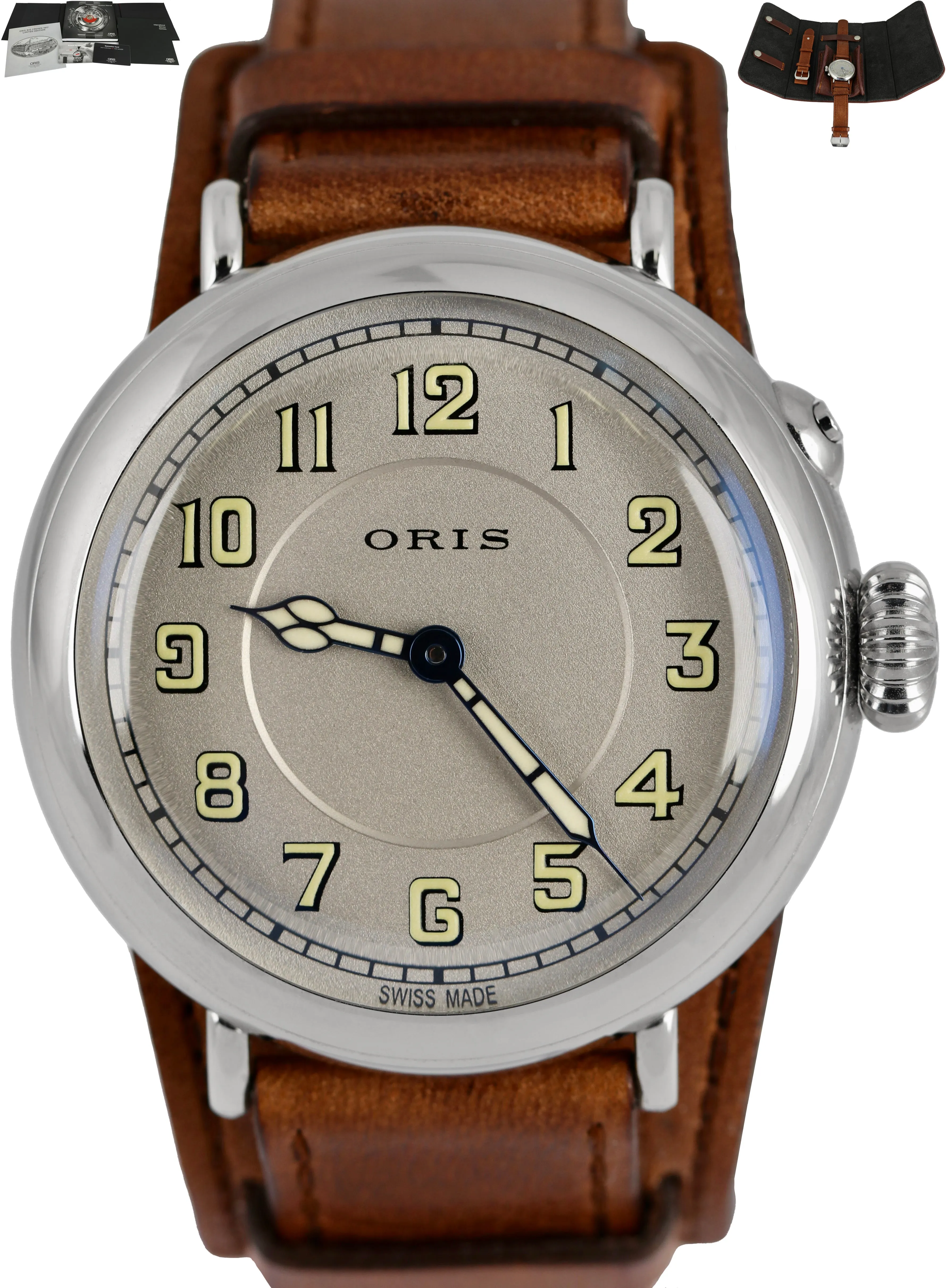 MINT Oris Big Crown 1917 Silver Stainless 40mm Watch 01 732 7736 4081-Set LS B P