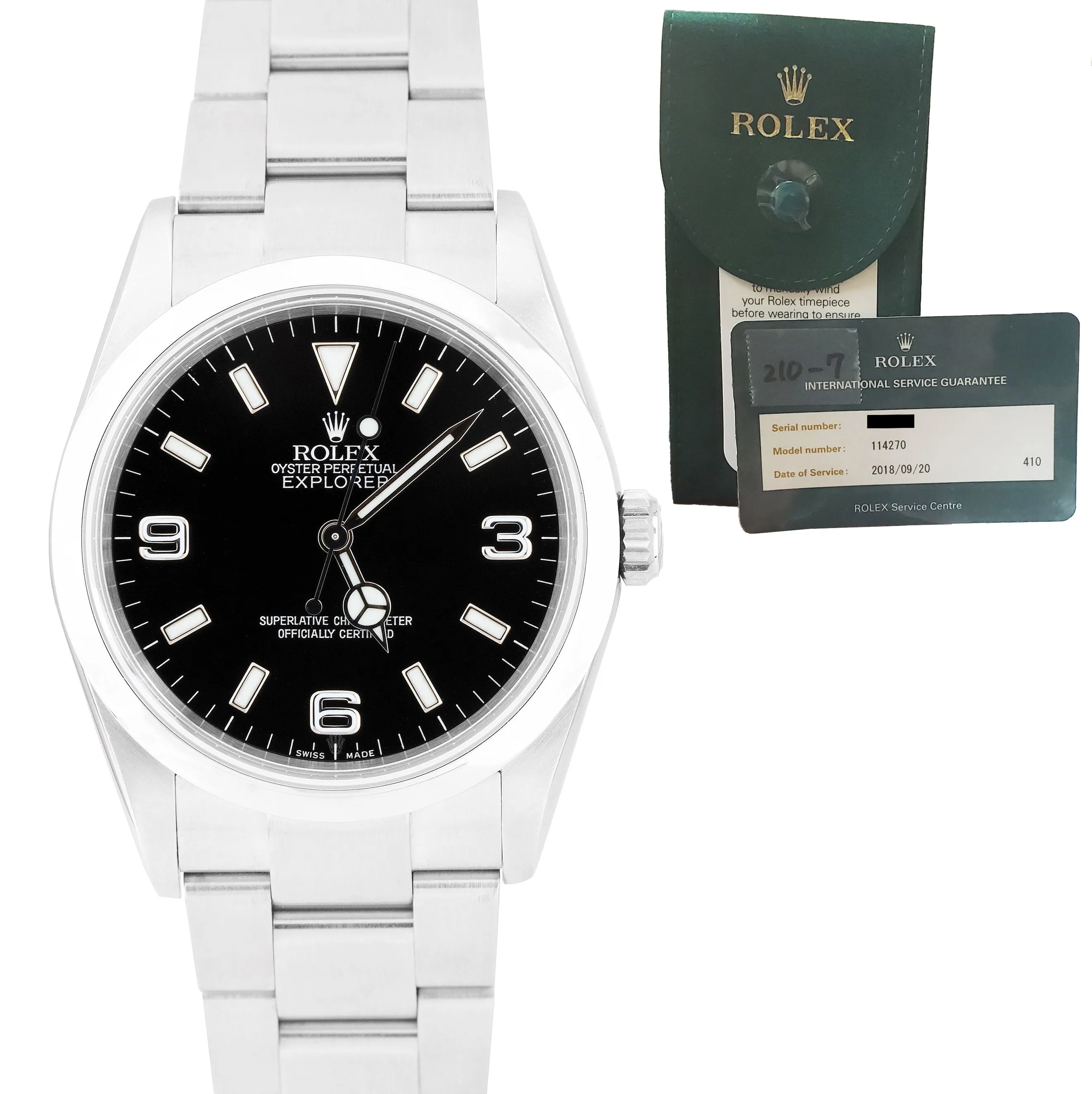 MINT Rolex Explorer I Black 36mm Automatic Stainless Steel Oyster Watch 114270