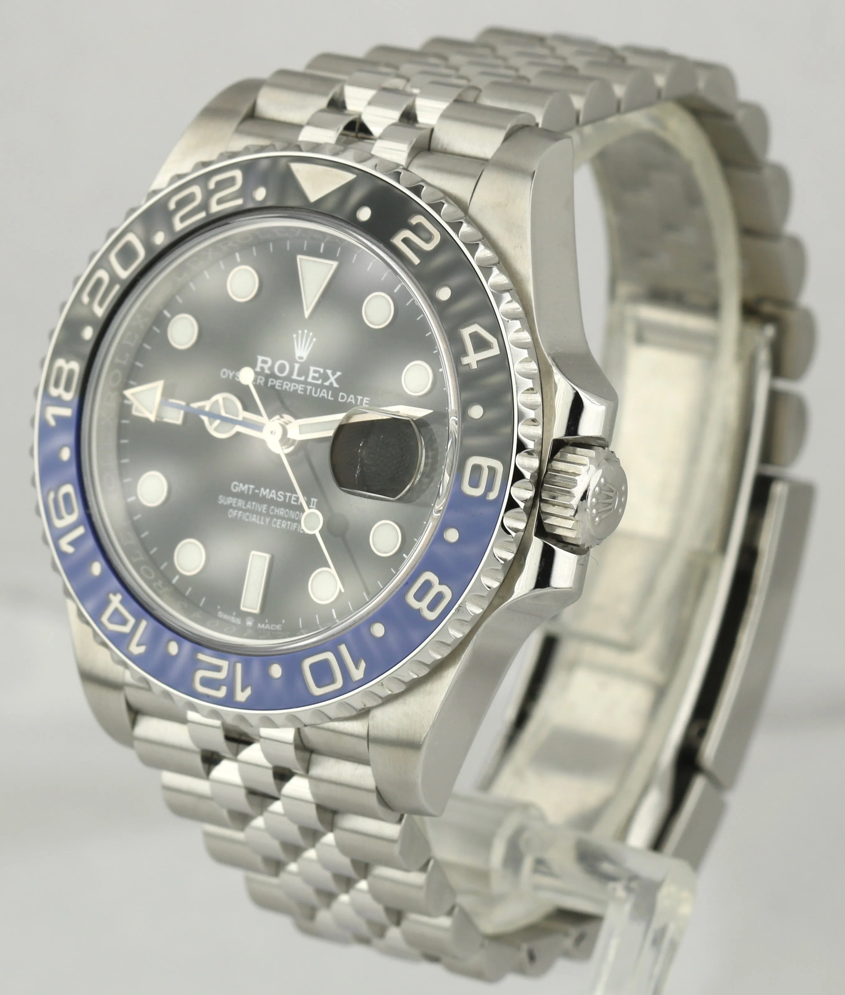 MINT Rolex GMT-Master II Batman Black Blue Jubilee Steel 126710 BLNR 40mm Watch