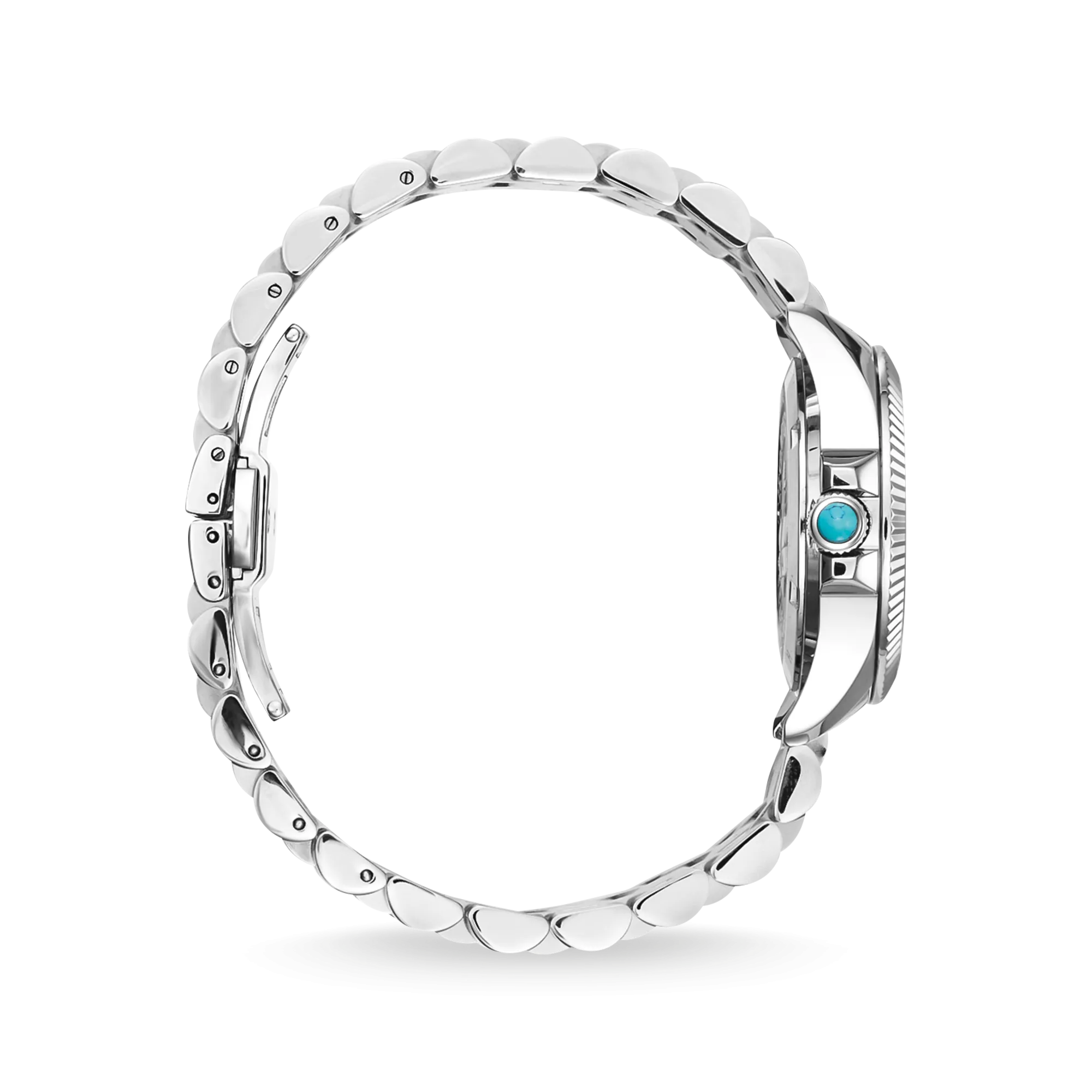 Mystic Island Watch with white stones and simulated turquoise silver