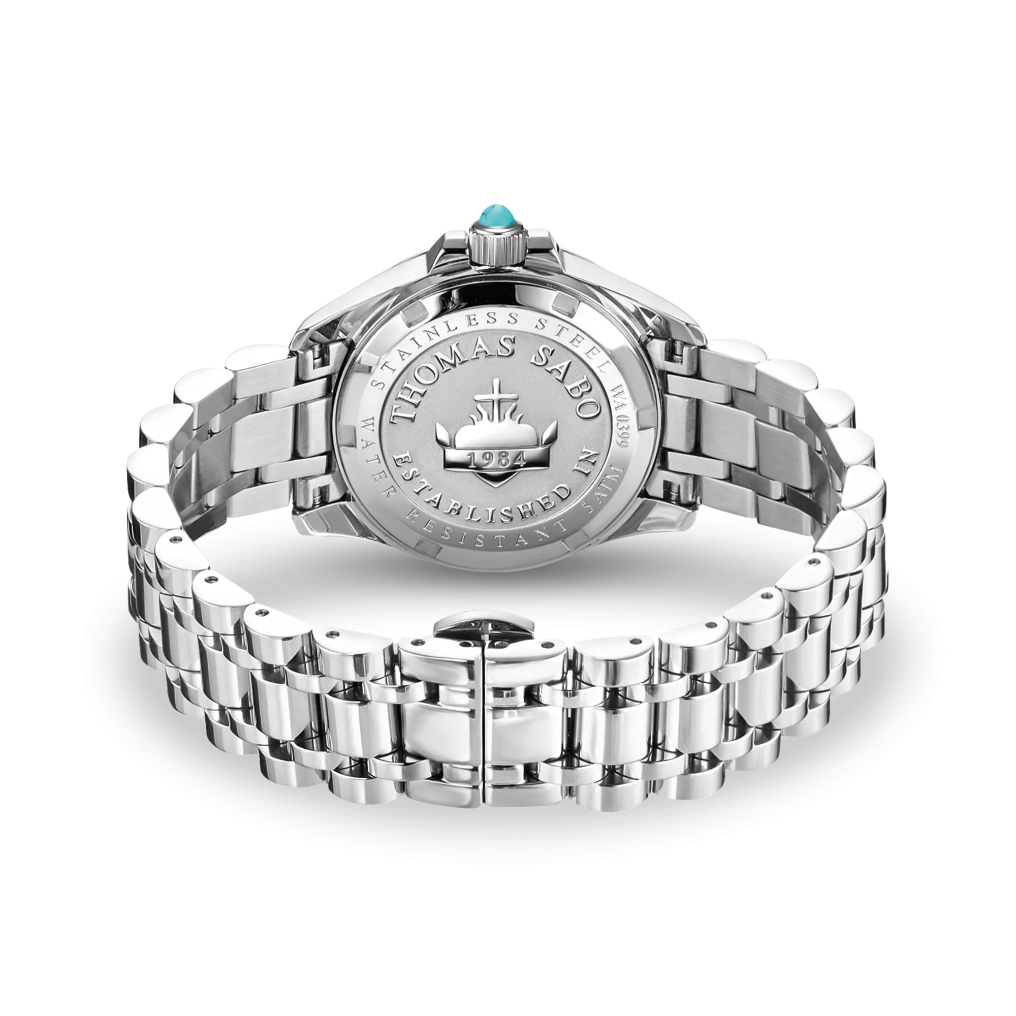 Mystic Island Watch with white stones and simulated turquoise silver