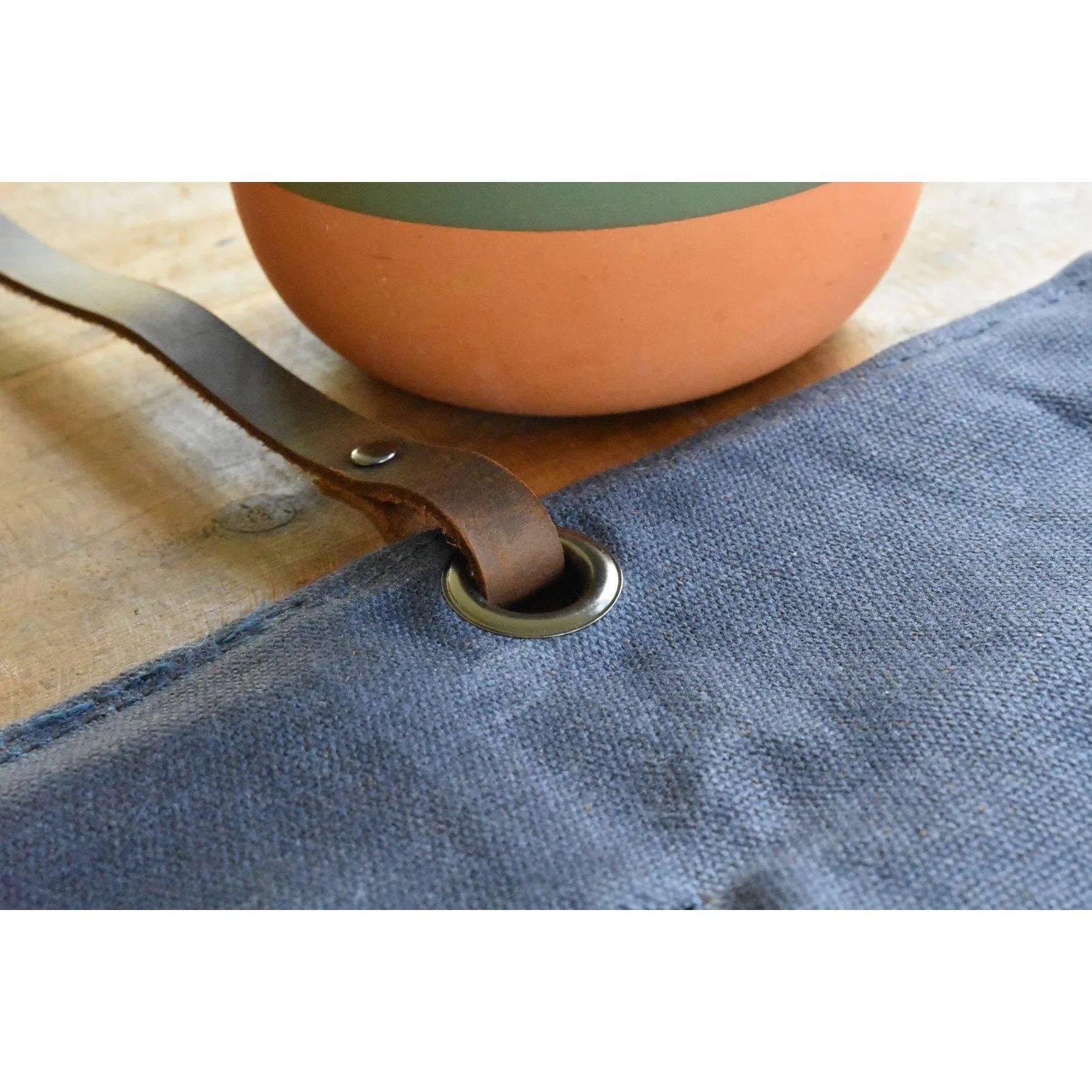 Navy & Taupe Waxed Canvas & Velvet Watch Roll - Four Slots