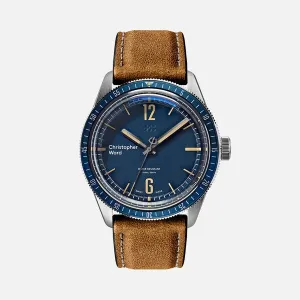 New Christopher Ward C65 Trident Diver Vintage Style Blue Dial Watch 41MM Oak