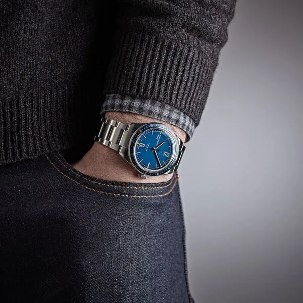New Christopher Ward C65 Trident Diver Vintage Style Blue Dial Watch 41MM Steel